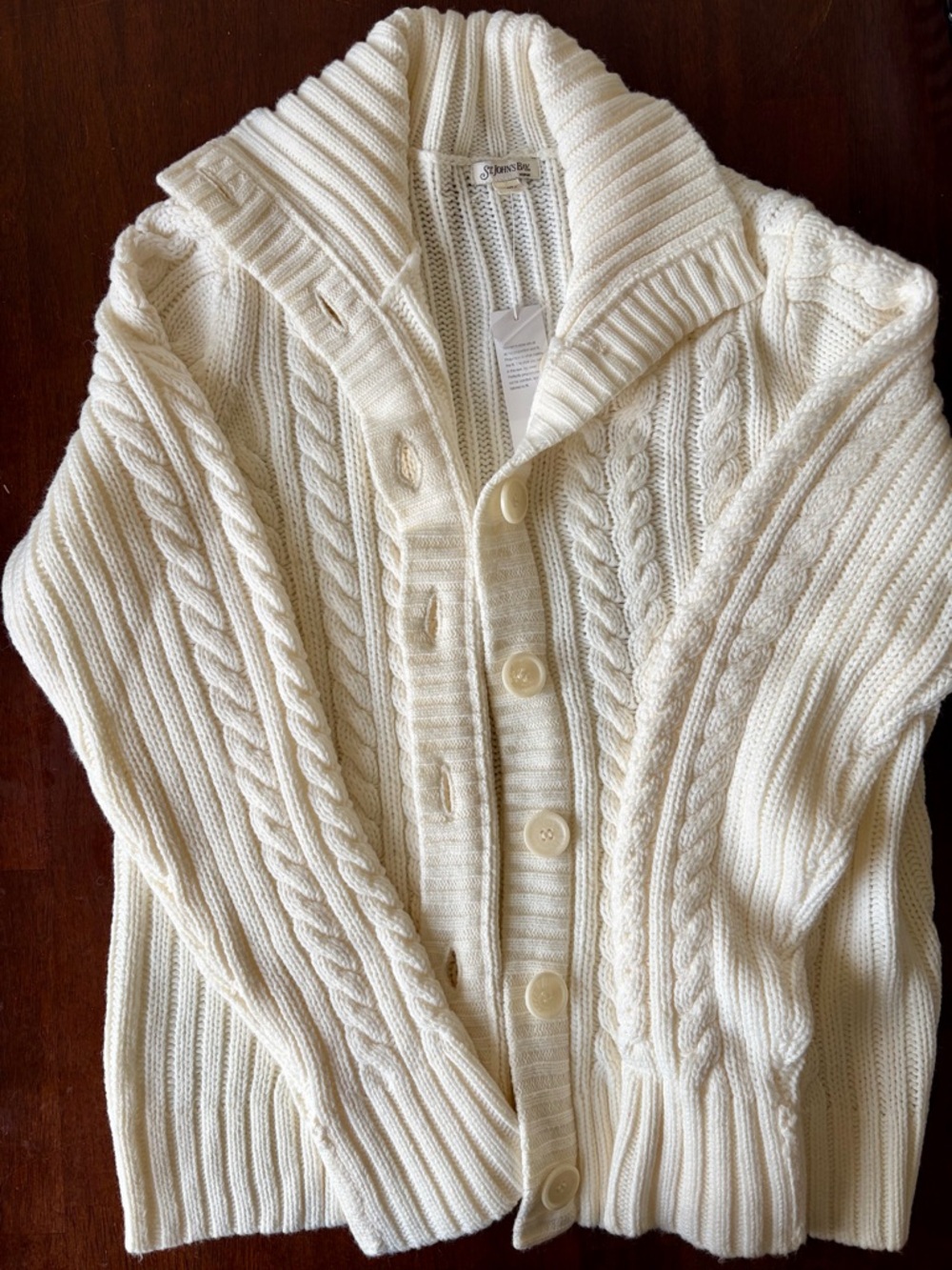 St. John's Bay Cream Cable-Knit Shawl Collar Cardigan